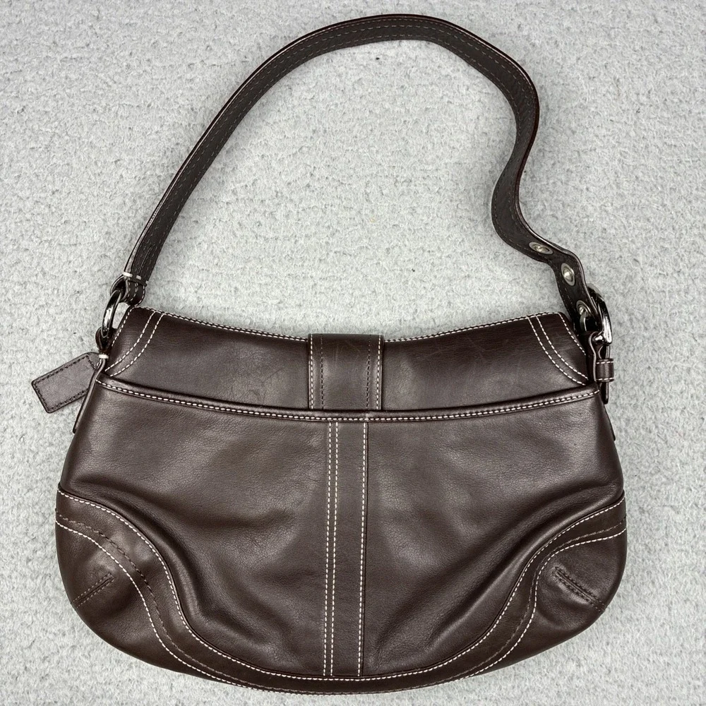 Vintage Coach Soho Y2K Leather Buckle Flap Shoulder Bag Brown Purse F10910